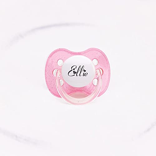 Personalized Pacifier with Name, 3 Pack Pink Glitter, White & Pink (0-6 Months)