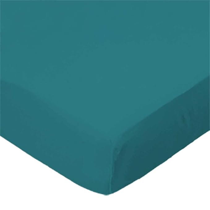 SheetWorld Fitted 100% Cotton Percale Pack N Play Sheet Fits Graco 27 x 39, Solid Teal Woven, Made in USA