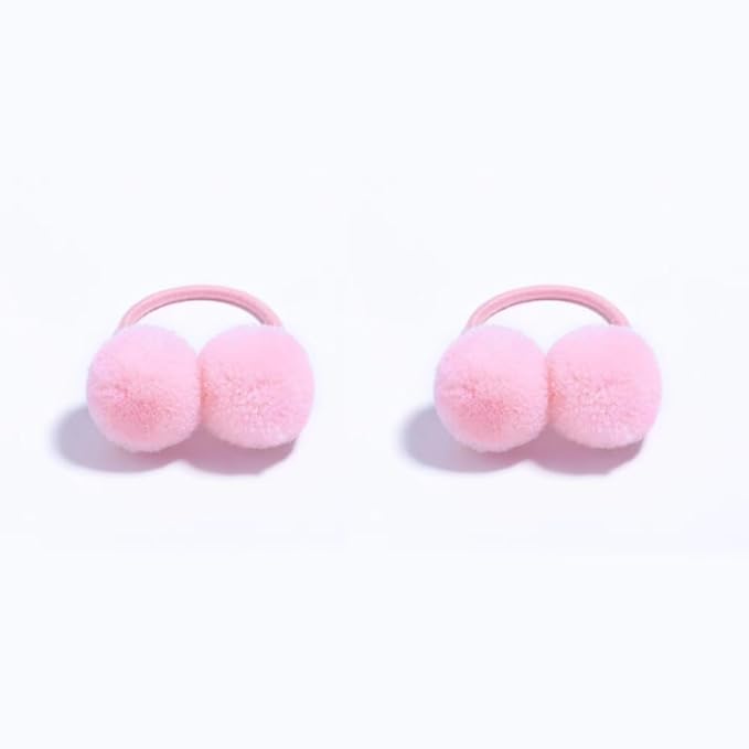 Baby Hair Ties for Girls, Soft Hair Bands Small Ball Ponytail Holders Pom Pom Hair Accessories for Baby Infants Toddlers Little Girls (pink)