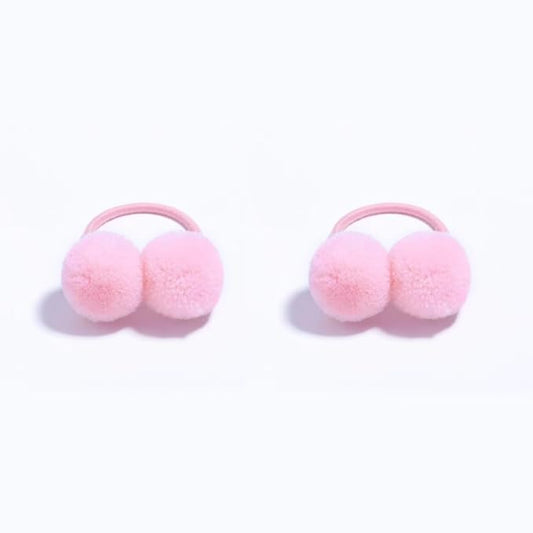Baby Hair Ties for Girls, Soft Hair Bands Small Ball Ponytail Holders Pom Pom Hair Accessories for Baby Infants Toddlers Little Girls (pink)