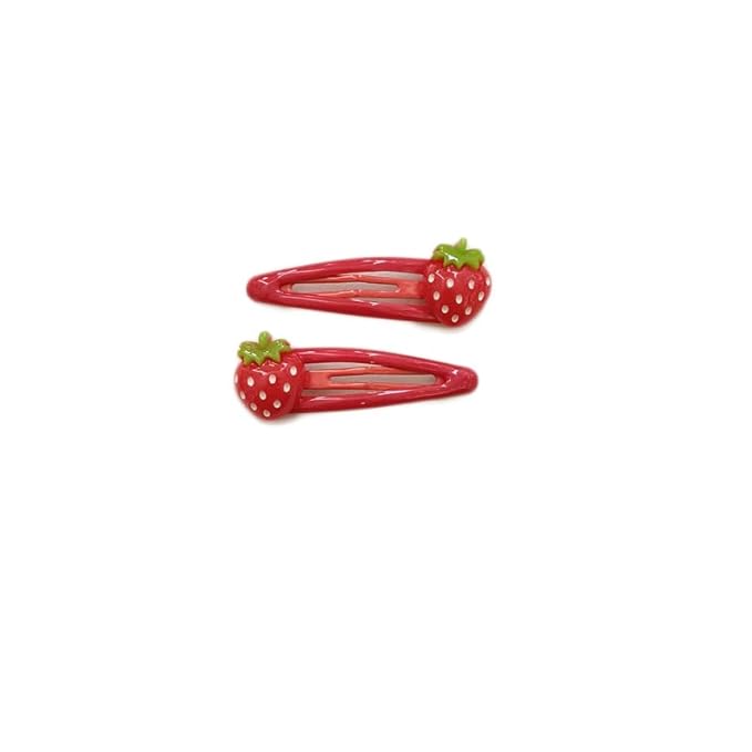 Strawberry Snap Clips Baby Girls Fruit Hair Bow Clips Strawberry Hair Ring Tie BBW24 (6 Pcs-C2)