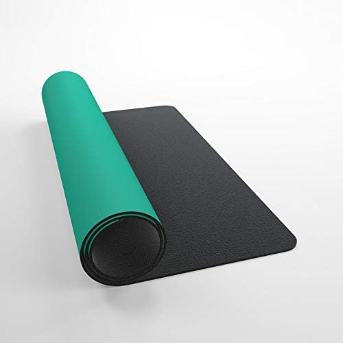 Gamegenic Prime Playmat – Petrol Color, 61 x 35 cm Soft Cushioned Natural Rubber Playmat with Anti-Slip Back & Silver Foil Logo, Premium Surface for Card Games, Dice, and Desk Protection