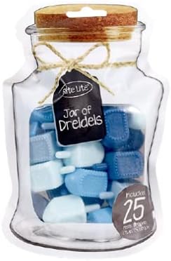 Rite Lite Jar of Dreidels, 25 Medium Plastic Dreidels - Classic Chanukah Spinning Dreidel Game - Colored Dreidels Bulk Value Pack Hanukkah Gift - Shades of Blue