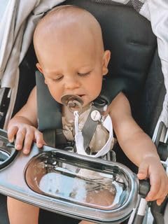 Ali+Oli Linen Strap Pacifier Clip (Sky) Set of 3 (10" x 1") Baby Pacifier Holder for Newborn Pacifiers & Teethers, Binky Clips, Silicone-Free Pacifier Clips