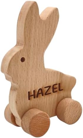 Wooden Rabbit Push Toy, Waldorf and Montessori Animal Toy, Personalized Toy Gift, Gift for Baby Shower, Wooden Toy, Personalized