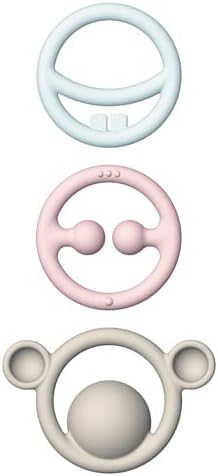 Moluk 43401 Nigi, Nagi & Nogi, Innovative Gripping and Teething Toy, Educational Toy, Pastel Colours, Baby Toy from 0+ Months, Light Blue, Pink, Light Grey