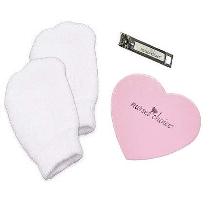 Newborn Baby Nail-Care Safety Kit: Includes Mittens, Nail Clipper, & Nail File by Nurses Choice