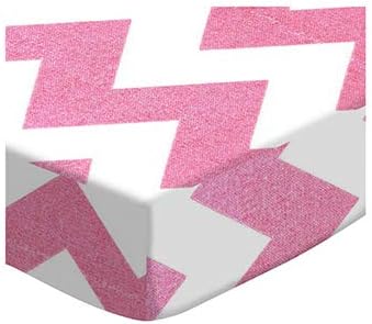 SheetWorld Baby Fitted Pack N Play Sheet Fits Graco 27 x 39 inches, 100% Cotton Woven Sheet, Unisex Boy Girl, Sparkly Pink Chevron, Made in USA