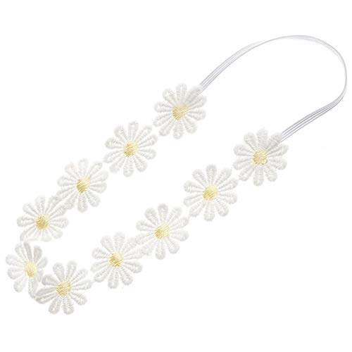 2PCS Baby Girl Lace Flower Headband Soft Elastic Hair Bands Cute Floral Headpiece for Baby photography (Yellow,Pink, 14.96 Inch)