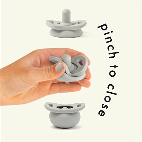 Doodle & Co. Pop & Go Pacifier for New Born Babies with Built-in Case | Pinch to Close Version | 100% Silicone for Infants | Helps Promote Oral Development | Plastic Free