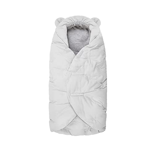 7AM Enfant Baby Car Seat - Nido Quilted Baby carier Cover, Hooded Soft Plush Lining, Stroller | (Whisper White, Small 0-6M)