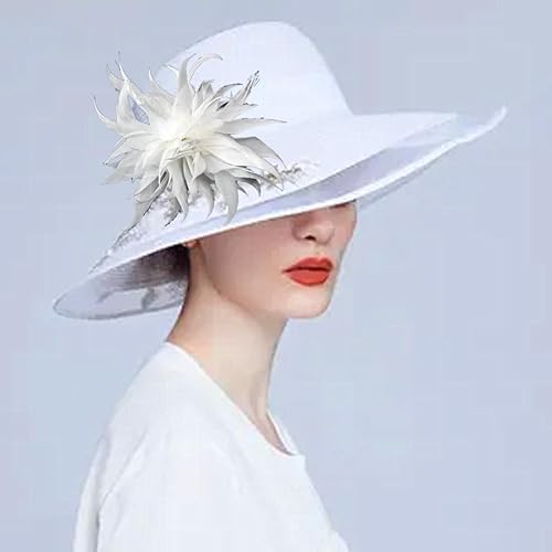 Multi-functional Feather Flower Hair Clip Pin for Women Girl Feather Brooch Corsage for Hat Bag Dress Party Christmas Decoration(Green)