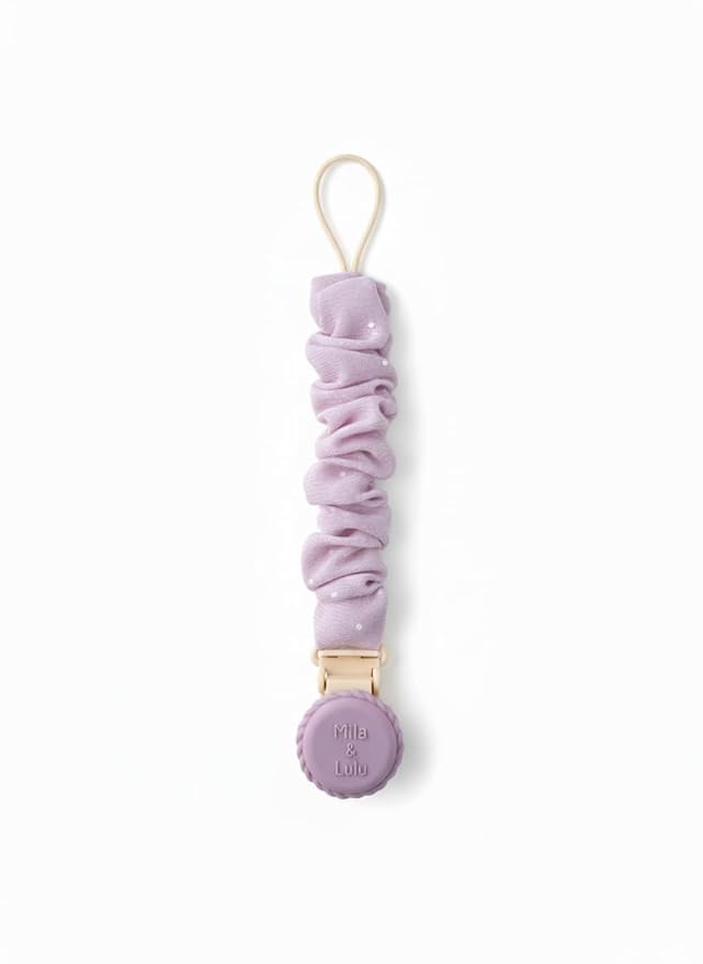 Muslin Cotton - Metal-Free Pacifier Clips, Lightweight and Secure Pacifier Holder for Babies (Mauve Muse) - Mila & Lulu