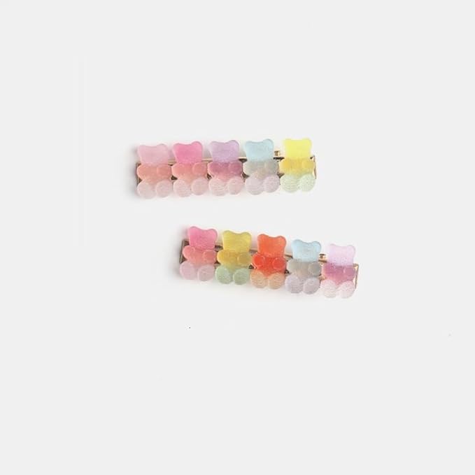 2Pcs Colorful Hair Clips Barrettes Gummy Bear Shaped Mixed Colored Cute Hair Pins Hair Accessories Sugar，Clips and Barrettes