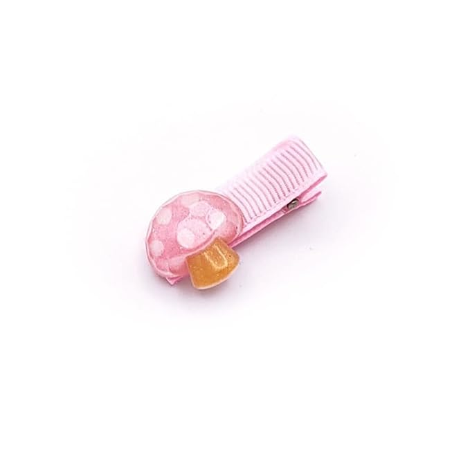 Baby Girls Mushroom Hair Clips Baby Mini Mushroom Hair Pin Kids Small Mushroom Tiny Hairclips BBW03 (4 Pcs-Pink)