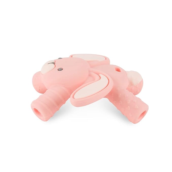 Itzy Ritzy - Ritzy Teether for Molars - Massages Sore Gums & Reaches Back Molars - Silicone Baby Teething Toy with Multiple Textures & Flexible Design - Teething Relief for 3 Months & Up (Bunny)