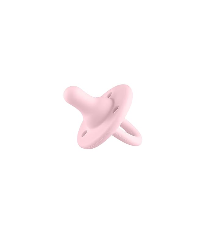 Lee Lee and Me Newborn Pacifier 2-Pack - Powder & Blush - 100% Medical Grade Silicone Paci - Breast-Like Nipple for Natural Latch - Size 0-18 Months