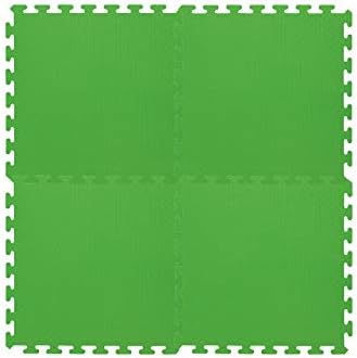 Jamara 460420 Green 460420-Puzzle matts 50 x 50 cm 4 pcs-Easy Plug-in System, Expandable, Non-Slip Surface, Washable, Durable