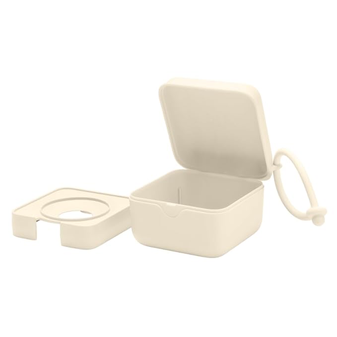 BIBS Pacifier Box with Loop for Storing & Carrying Soothers | 100% BPA Free Material | Designed & Made in Denmark | Ivory