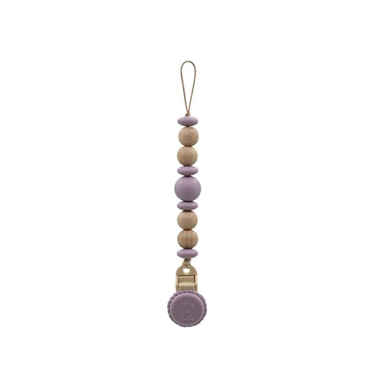 Silicone Pacifier Clip – Metal-Free, Rust-Free, 100% Food-Grade Silicone and Natural Beech Wood, Secure Pacifier Holder for Babies– Mauve - Mila & Lulu