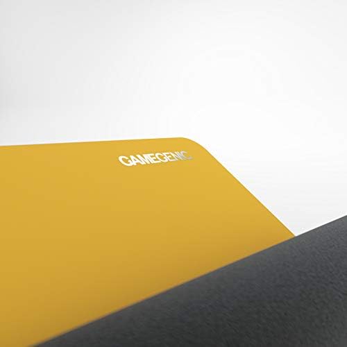 Gamegenic Prime Playmat – Yellow Color, 61 x 35 cm Soft Cushioned Natural Rubber Playmat with Anti-Slip Back & Silver Foil Logo, Premium Surface for Card Games, Dice, and Desk Protection