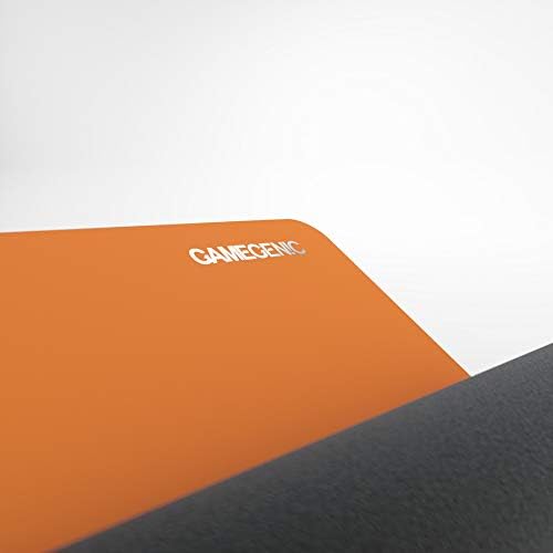Gamegenic Prime Playmat – Orange Color, 61 x 35 cm Soft Cushioned Natural Rubber Playmat with Anti-Slip Back & Silver Foil Logo, Premium Surface for Card Games, Dice, and Desk Protection