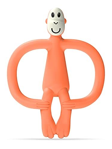 Matchstick Monkey Silicone Teether & Gel Applicator – Silicone Baby Teether, Easy-to-Grip, BPA-Free, Supports Self-Soothing & Early Brushing, 3 Months+, 4 Inches, Orange