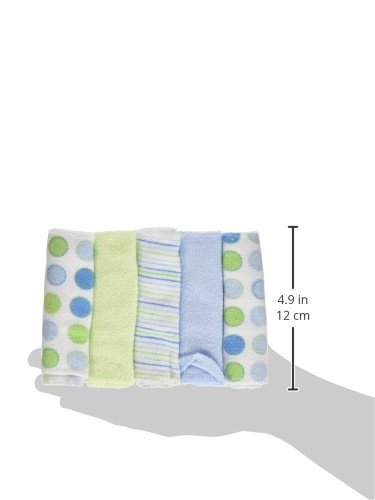 Spasilk 10-Piece Washcloth Set for Newborn Boys and Girls, Soft Terry Baby Washcloths, Baby Essentials, Blue Dots
