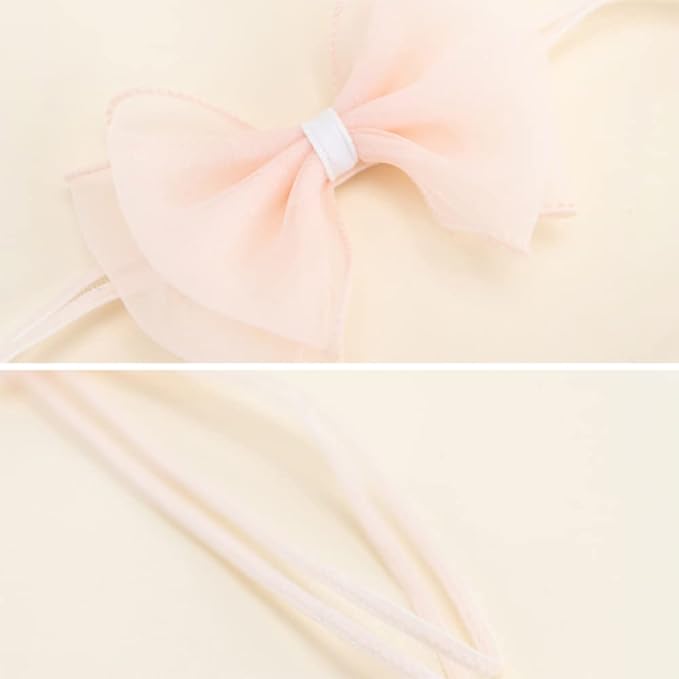Baby Girls Lace Bow Headband Cute Chiffon Bow-Knot Toddler Hairband Elastic Soft Lace Infants Birthday Party Hair Accessories (Pink-3, One size)