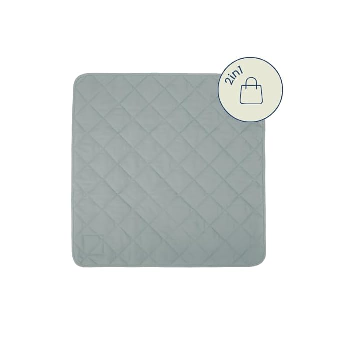 Snuggle Me® 2-in-1 Baby Play Mat - 100% Organic Cotton Baby Mat for Floor Play, Quilted, Foldable Playmat with Matching Tote Bag Included, Safety Certified & Machine Washable (37" x 37") - Slate