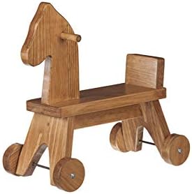 AmishToyBox Wooden Riding Horse Toddler Ride Toy (Harvest Stain), Amish-Made