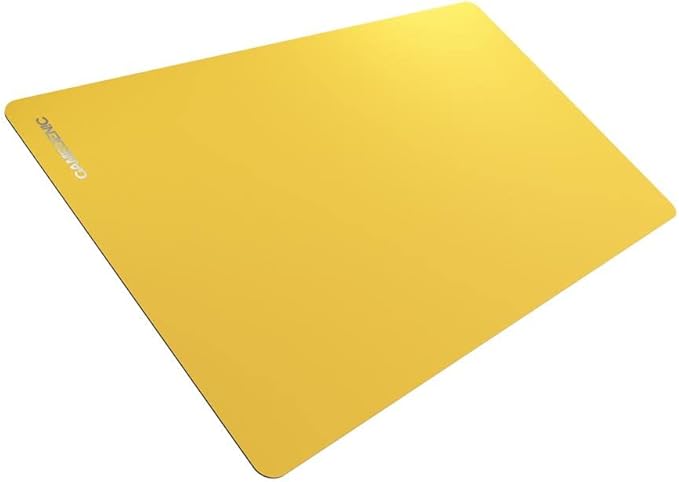 Gamegenic Prime Playmat – Yellow Color, 61 x 35 cm Soft Cushioned Natural Rubber Playmat with Anti-Slip Back & Silver Foil Logo, Premium Surface for Card Games, Dice, and Desk Protection