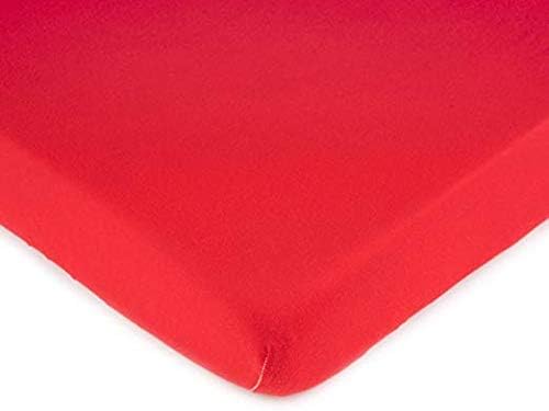 SheetWorld Baby Fitted Cradle Sheet 18 x 36 inches, 100% Cotton Jersey Hypoallergenic Sheet, Unisex Boy Girl, Solid Red, Made in USA