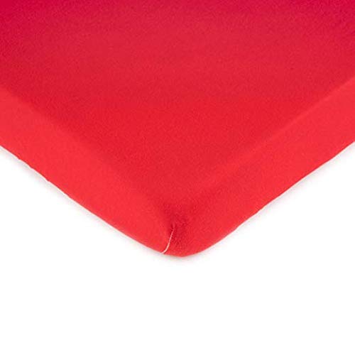 SheetWorld Fitted 100% Cotton Jersey Square Play Yard Sheet Fits Joovy 38 x 38, Solid Red, Made in USA