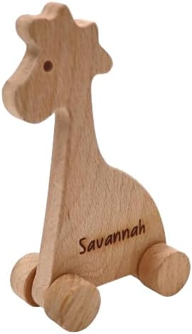 Wooden Giraffe Push Toy, Waldorf and Montessori Animal Toy, Personalized Toy Gift, Gift for Baby Shower, Wooden Toy, Personalized