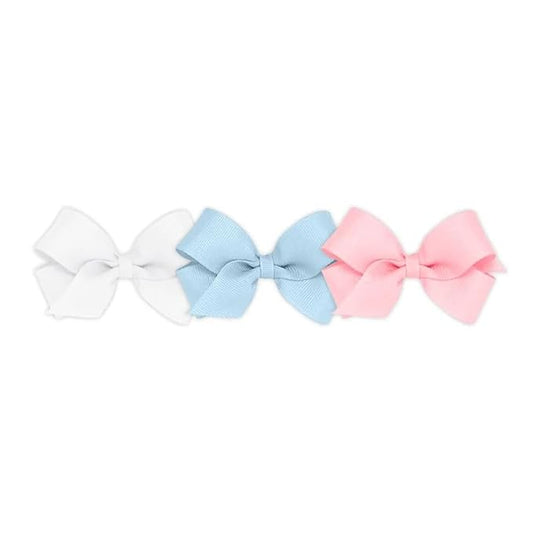 Wee Ones Girls' 3 Classic Grosgrain Hair Bows, Mini, Assorted