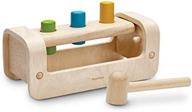 PlanToys® Pounding Bench Wooden Hammer Toy for Kids Ages 3+ | Montessori Fine Motor & Hand-Eye Coordination Activity for Focus & Strength | Eco-Friendly Educational Toy