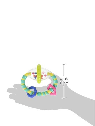 Bright Starts Grab & Spin Baby Rattle & BPA-Free Teether Toy, Ages 3 Months+ 1 Count (Pack of 2)