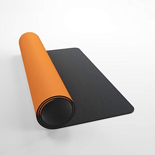 Gamegenic Prime Playmat – Orange Color, 61 x 35 cm Soft Cushioned Natural Rubber Playmat with Anti-Slip Back & Silver Foil Logo, Premium Surface for Card Games, Dice, and Desk Protection