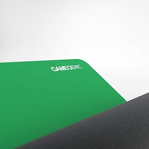 Gamegenic Prime Playmat – Green Color, 61 x 35 cm Soft Cushioned Natural Rubber Playmat with Anti-Slip Back & Silver Foil Logo, Premium Surface for Card Games, Dice, and Desk Protection