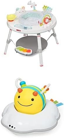 Skip Hop Gift Set of 3 in 1 Baby Activity Center, 4mo+, Silver Lining Cloud + Skip Hop 3-Stage Developmental Learning Crawl Toy, Explore & More Follow-Me Bee