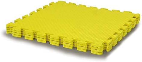 Jamara 460418 Yellow 460418-Puzzle matts 50 x 50 cm 4 pcs-Easy Plug-in System, Expandable, Non-Slip Surface, Washable, Durable