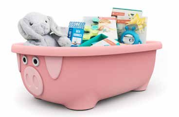 Prince Lionheart TUBIMAL Infant and Toddler Bath Tub - PIG | Tub Becomes a Storage Bin | Include a Stackable Lid and Infant Mesh Hammock | Innovative Outside Drain Plug | Perfect Bin for Toy Storage