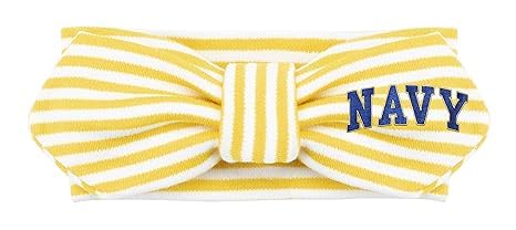 Creative Knitwear Navy Midshipmen Infant Girls Gold/White Striped Hair Knot Headband Embroidered Logo - Size Newborn - 4T