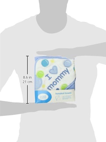 Luvable Friends Unisex Baby Hooded Towel, Blue Mom, One Size