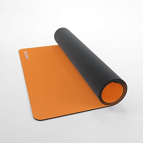 Gamegenic Prime Playmat – Orange Color, 61 x 35 cm Soft Cushioned Natural Rubber Playmat with Anti-Slip Back & Silver Foil Logo, Premium Surface for Card Games, Dice, and Desk Protection