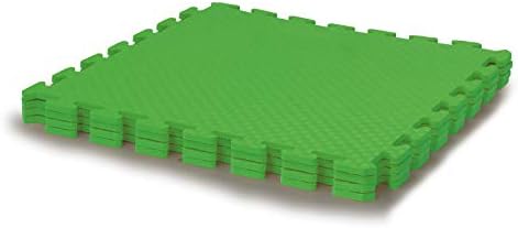 Jamara 460420 Green 460420-Puzzle matts 50 x 50 cm 4 pcs-Easy Plug-in System, Expandable, Non-Slip Surface, Washable, Durable