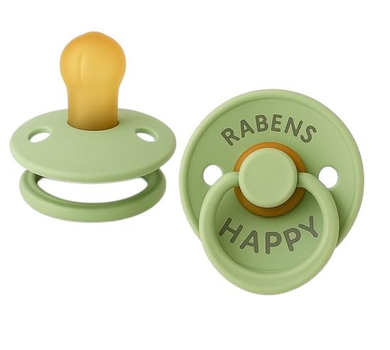 RABENS Silicone Pacifiers 2 Pack Happy & Sleepy Design BPA Free Natural Rubber Nipple Emotional Support for Babies 0–36 Months