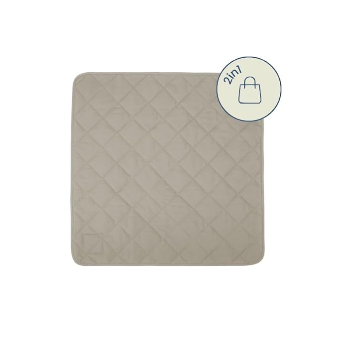 Snuggle Me® 2-in-1 Baby Play Mat - 100% Organic Cotton Baby Mat for Floor Play, Quilted, Foldable Playmat with Matching Tote Bag Included, Safety Certified & Machine Washable (37" x 37") - Birch