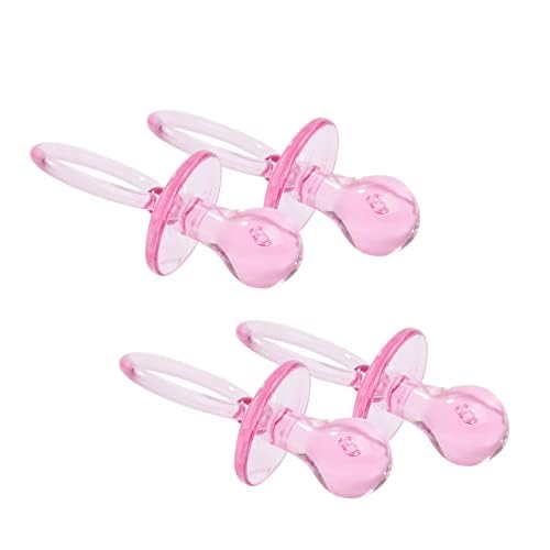 50 Pieces 2.75 Inch Baby Pacifier Baby Shower Plastic Pacifier for Baby Shower Pacifier, Baby Shower Gender Show Party Decoration DIY Baby Shower Birthday Party Gift (Pink)
